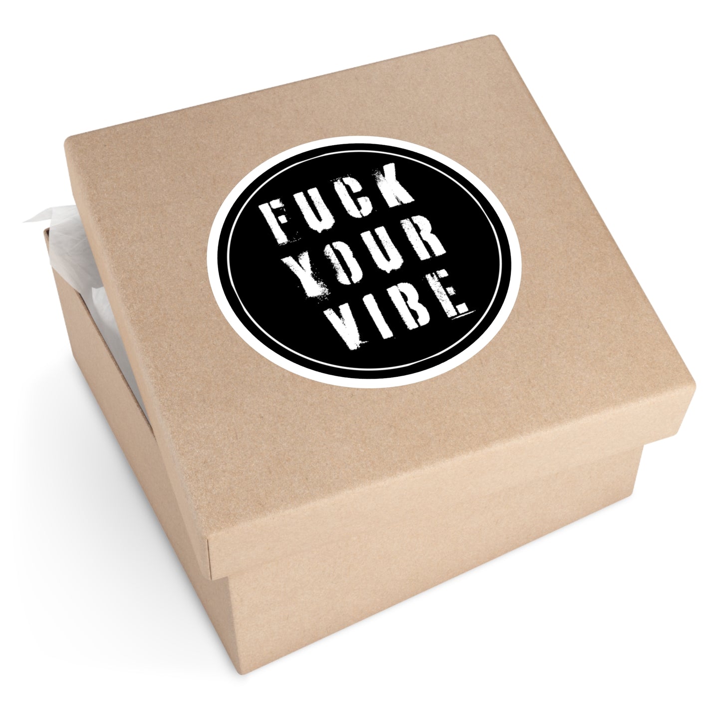 'Fuck Your Vibe #2' Round Stickers - Black