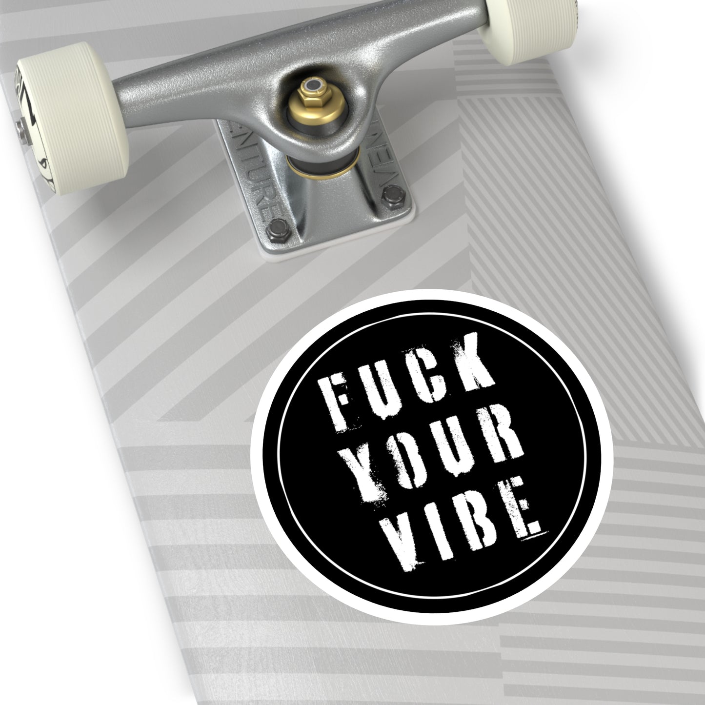 'Fuck Your Vibe #2' Round Stickers - Black